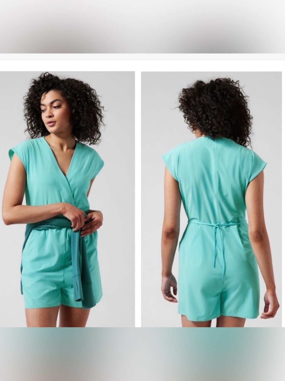 Athleta Aqua Green Cap-Sleeve Romper